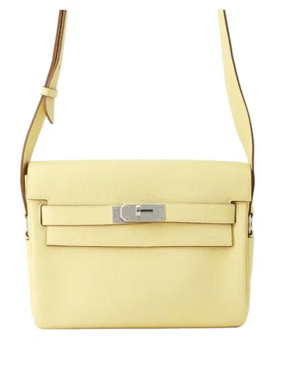 Pre-owned Hermes 2025 Togo Kelly Messenger Pm Bag Crossbody Bag In Yellow