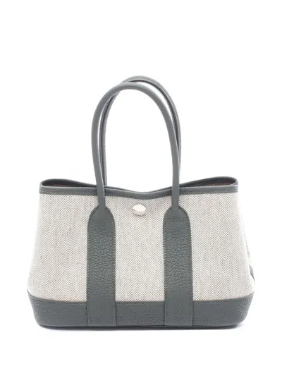 Pre-owned Hermes 2025 Toile And Negonda Garden Party 23 Handbag In Green