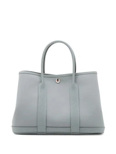Pre-owned Hermes 2025 Toile And Negonda Garden Party 30 Tote Bag In Grey