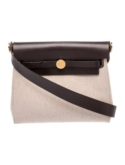 Pre-owned Hermes 2025 Toile & Vache Hunter Mini Herbag Zip 20 In Brown/neutrals