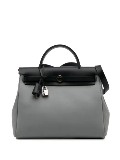 Pre-owned Hermes 2025 Toile Herbag Zip 31 Satchel In Gray