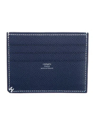 Pre-owned Hermes 2025 Trifold Wallet In Blue