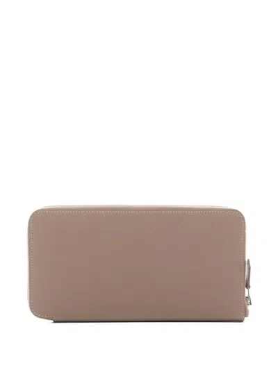 Pre-owned Hermes 2025 Zip-fastening Leather Wallet In Neutral