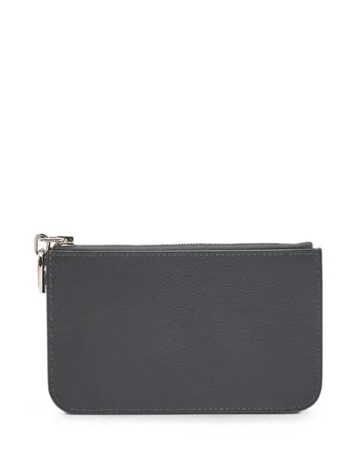 Pre-owned Hermes 2025 Zipengo Chaine D'ancre Card Holder In Gray
