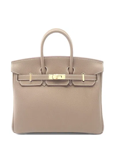 Pre-owned Hermes 2026 25 Birkin Etoupe Togo-leather Tote Bag