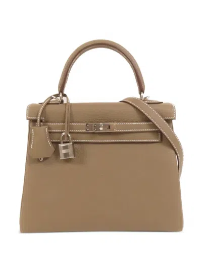 Hermes 2026 25 Kelly Leather Tote Bag In Neutrals