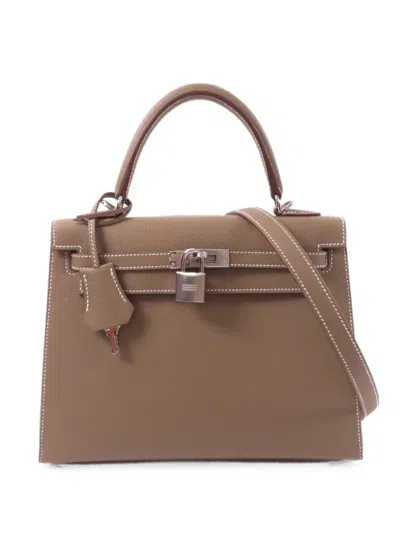 Pre-owned Hermes 2026 25 Kelly Shoulder Bag In Neutral