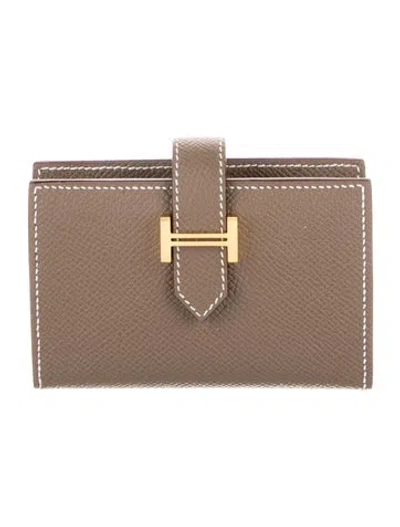 Pre-owned Hermes 2026 Bearn Mini Wallet In Neutral