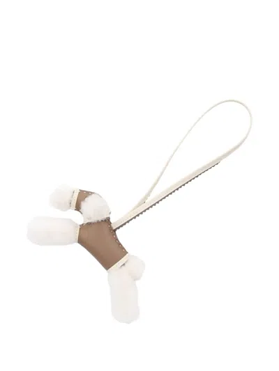 Pre-owned Hermes 2026 Buddy Sheepskin Bag Charm In Brown