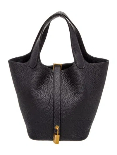 Pre-owned Hermes 2026 Clemence Picotin Lock 18 In Black