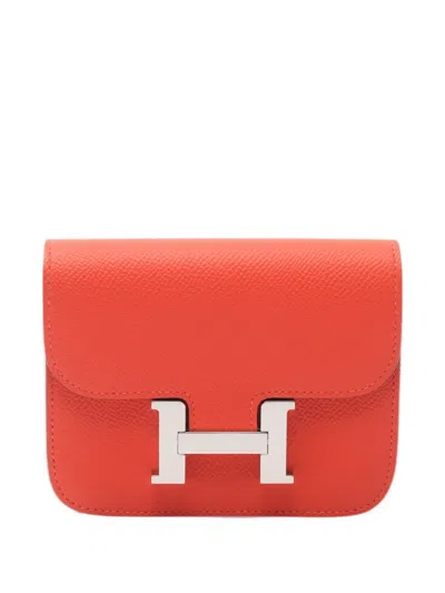 Pre-owned Hermes 2026 Constance Bi-fold Wallet In Orange