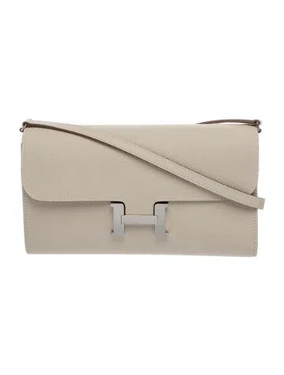 Pre-owned Hermes 2026 Epsom Constance To Go Wallet In Neutrals