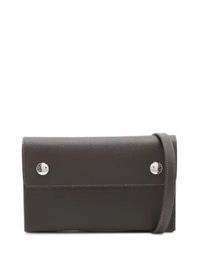 Pre-owned Hermes 2026 Epsom Nap Wallet On Strap Crossbody Bag In Brown