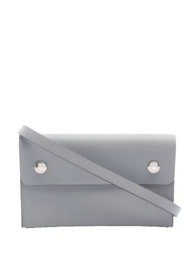 Pre-owned Hermes 2026 Epsom Nap Wallet On Strap Crossbody Bag In Grey