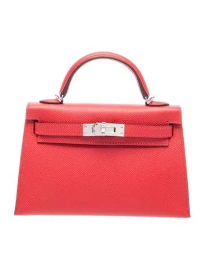 Pre-owned Hermes 2026 Epsom Mini Kelly Ii Sellier 20 In Red