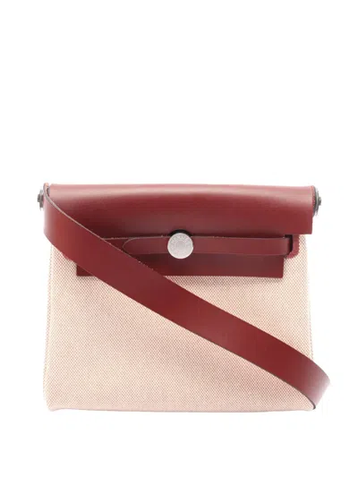 Pre-owned Hermes 2026 Military Toile And Vache Hunter Herbag Zip 20 Crossbody Bag In Neutral