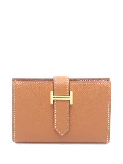 Pre-owned Hermes 2026 Mini Béarn Card Case In Brown