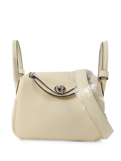 Pre-owned Hermes 2026 Mini Lindy Leather Tote Bag In White