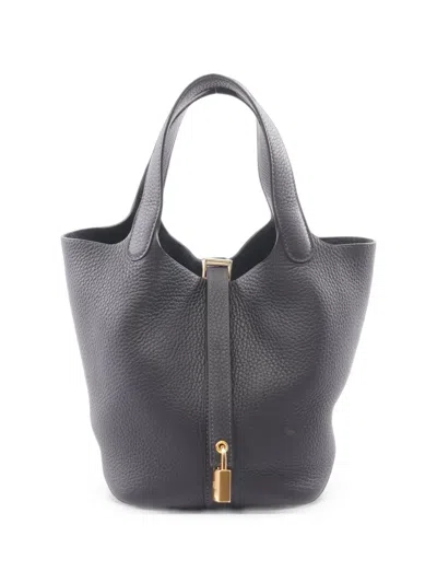 Pre-owned Hermes 2026 Pm Picotin Lock Leather Tote Bag In Blue