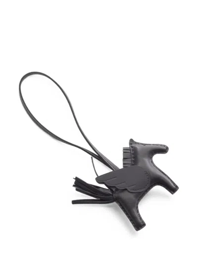Pre-owned Hermes 2026 Pm Rodeo Pegasus Bag Charm In Black