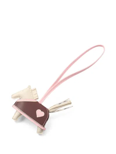 Pre-owned Hermes 2026 Pm Rodeo Robeo Coeur Bag Charm In Neutral