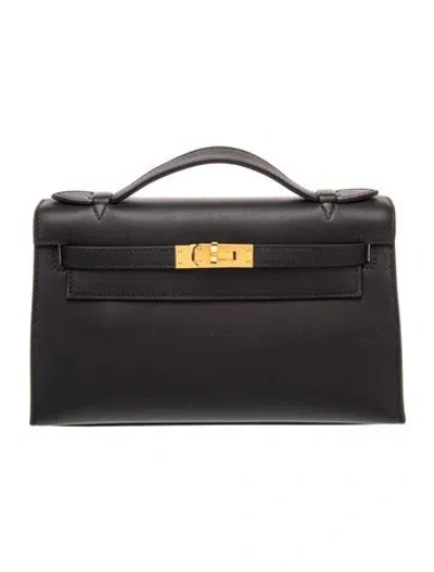 Pre-owned Hermes 2026 Swift Kelly Pochette In Black