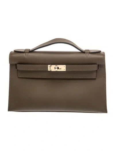 Pre-owned Hermes 2026 Swift Kelly Pochette In Green