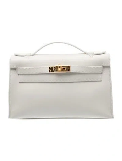 Pre-owned Hermes 2026 Swift Kelly Pochette In White