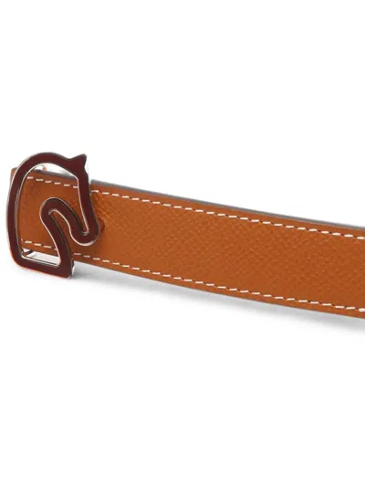 Pre-owned Hermes 2026 Tonnerre Reversible Belt In Brown