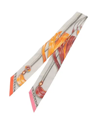 Pre-owned Hermes 20s Cavalcades Scarf In Gray