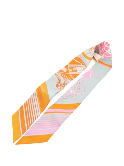 Pre-owned Hermes 20s Ex-libris Twilly Silk Scarves