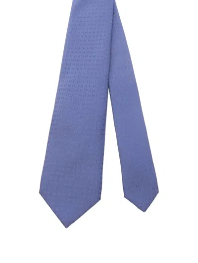 Pre-owned Hermes 20s H-pattern Silk Tie In Blue