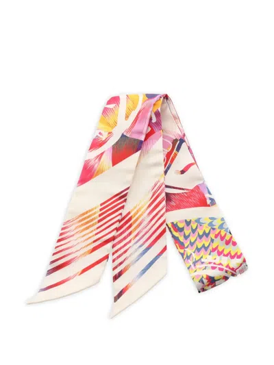 Pre-owned Hermes 20s Printed Silk Scarf In Neutral