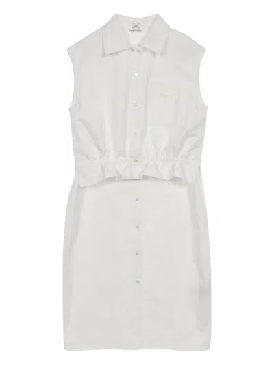 Pre-owned Hermes 20s Shirt Dress Pocket Detail Dress In White