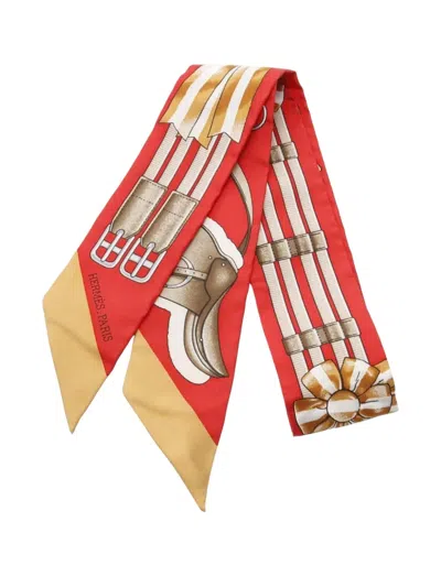 Pre-owned Hermes 20s Silk Scarf In Red