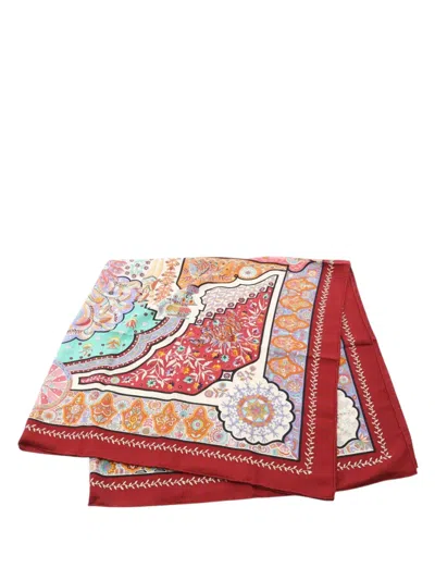 Pre-owned Hermes 20th Century Aux Portes Du Palais Cashmere Silk Shawl 140 Scarves In Red