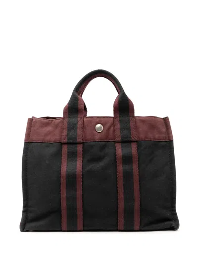 Pre-owned Hermes 20th Century Bicolor Canvas Fourre Tout Pm Tote Bag In Red