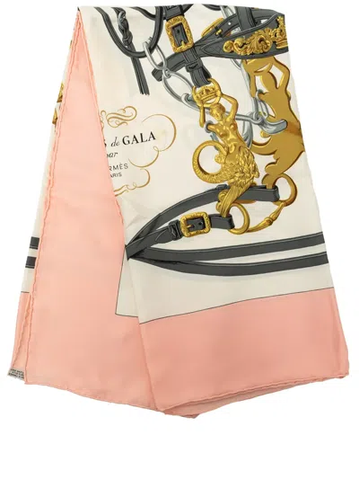 Pre-owned Hermes 20th Century Brides De Gala Silk Scarf 90 Scarves In White