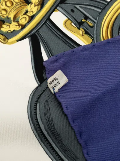 Pre-owned Hermes 20th Century Brides De Gala Silk Scarf Scarves In Blue