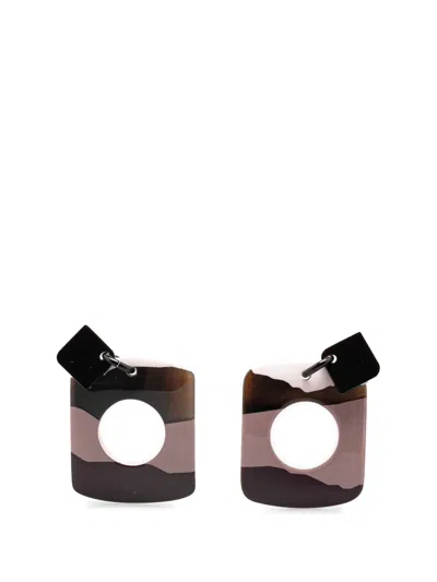 Pre-owned Hermes 20th Century Buffalo Horn Dalva Drop Earrings Costume Earrings In Pink