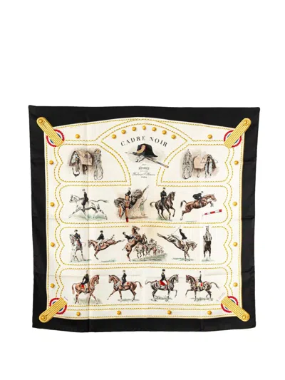 Pre-owned Hermes 20th Century Cadre Noir Silk Scarf Scarves