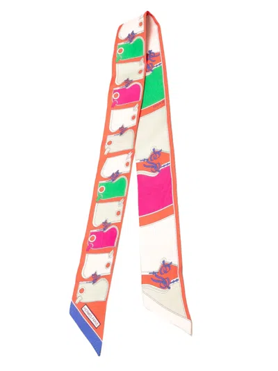 Pre-owned Hermes 20th Century Camalis Silk Twilly Scarf Scarves In Orange