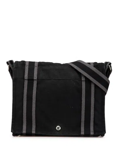 Pre-owned Hermes 20th Century Canvas Fourre Tout Besace Pm Crossbody Bag In Black