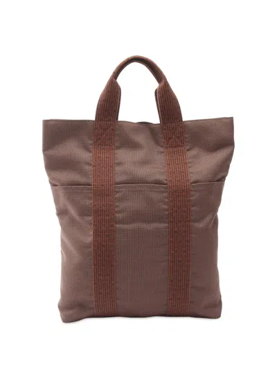 Pre-owned Hermes 20th Century Canvas Herline Cabas Tote Bag In Brown