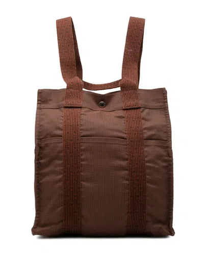 Pre-owned Hermes 20th Century Canvas Herline Mm Backpack In Brown