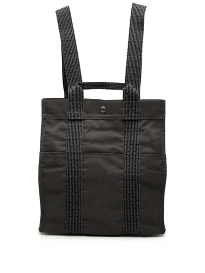 Pre-owned Hermes 20th Century Canvas Herline Mm Backpack In Gray