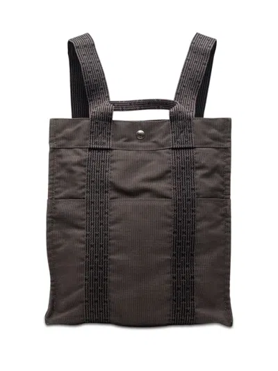 Pre-owned Hermes 20th Century Canvas Herline Mm Backpack In Gray