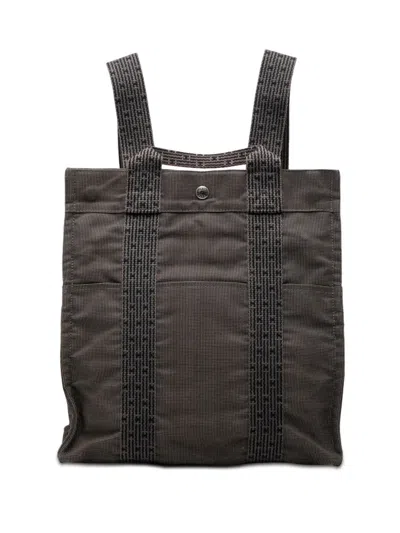 Pre-owned Hermes 20th Century Canvas Herline Mm Backpack In Gray