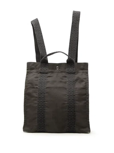 Pre-owned Hermes 20th Century Canvas Herline Mm Backpack In Gray
