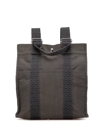 Pre-owned Hermes 20th Century Canvas Herline Mm Backpack In Grey